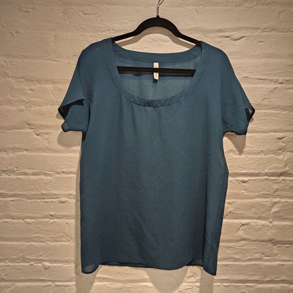 Vintage Y2K RVCA Sheer Oversize Boho Career Flowy Green Shirt Top Blouse, Size M